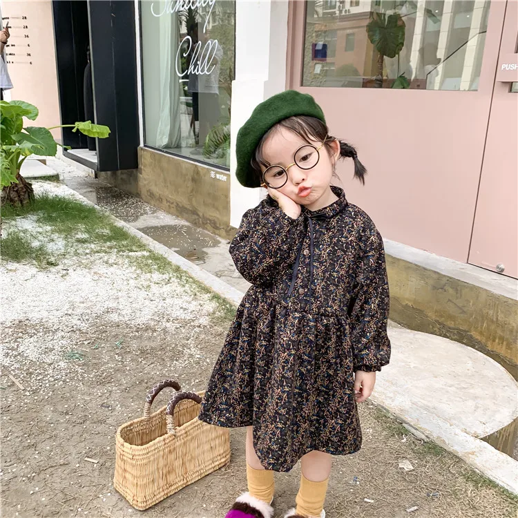 Принцесса девушка зимнее платье с длинным Sleeved1-6Y новый ребенок дошкольного