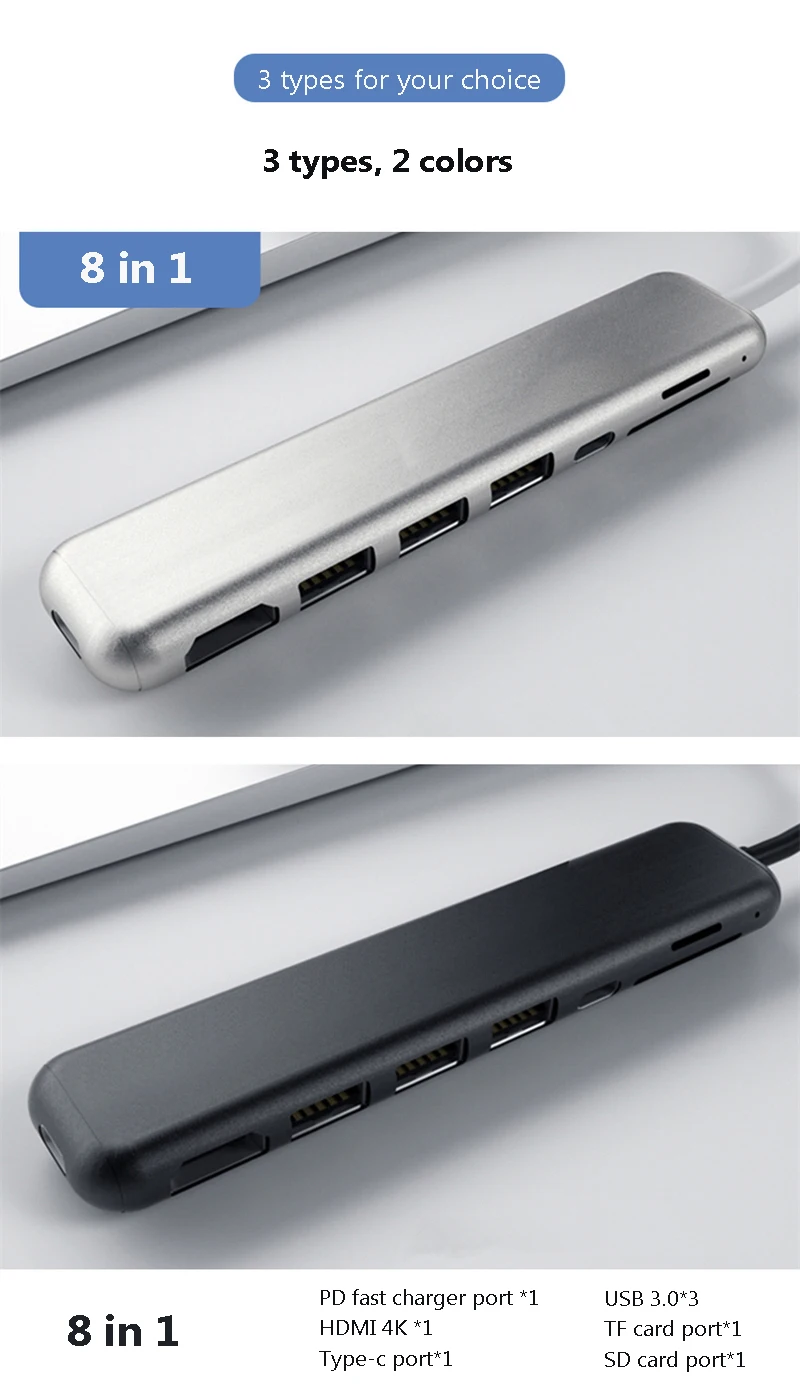 Тип-c usb Thunderbolt 3 концентратор док HDMI SD TF карта портовый концентратор для Macbookpro huawei Sumsung Xiaomi планшет OTG адаптер