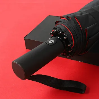 

Automatic 12-Bone Extended Handle Double-Deck Umbrella Men's Business Folding Sunshade Advertising Umbrella Rain Black Paint