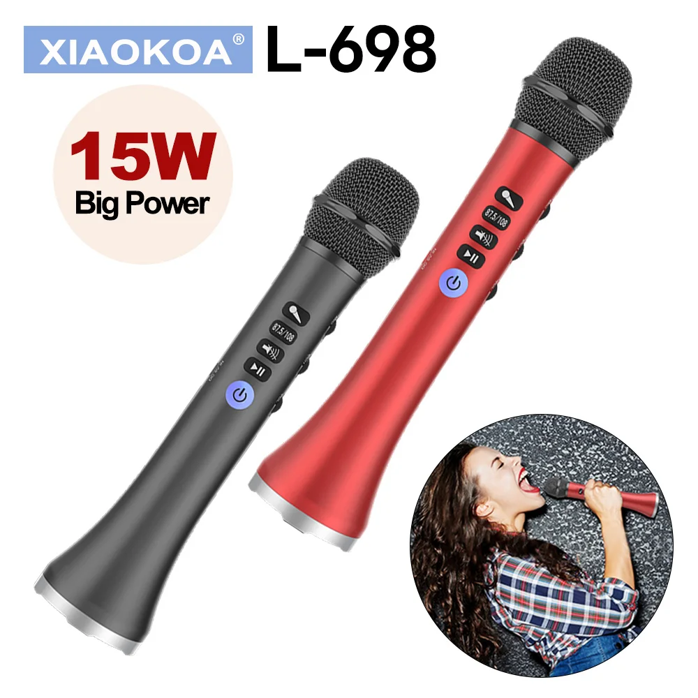 

XIAOKOA L-698 15W Wireless Karaoke Microphone Bluetooth Speaker 4000mah 2in1 Handheld Sing&Recording KTV Player for iOS/Android