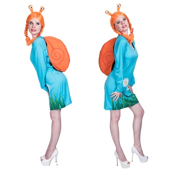 

Fancy Halloween Costume For Adult Women Snail Costume Dress Wig backpack Set Fancy Anime Animal Cosplay For Carnival Costume