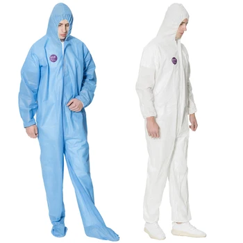 

Disposable PP Non-woven Protective Clothing Siamese Work Clothing With Cap Dust-proof Labor Safely Security Protection Clothes