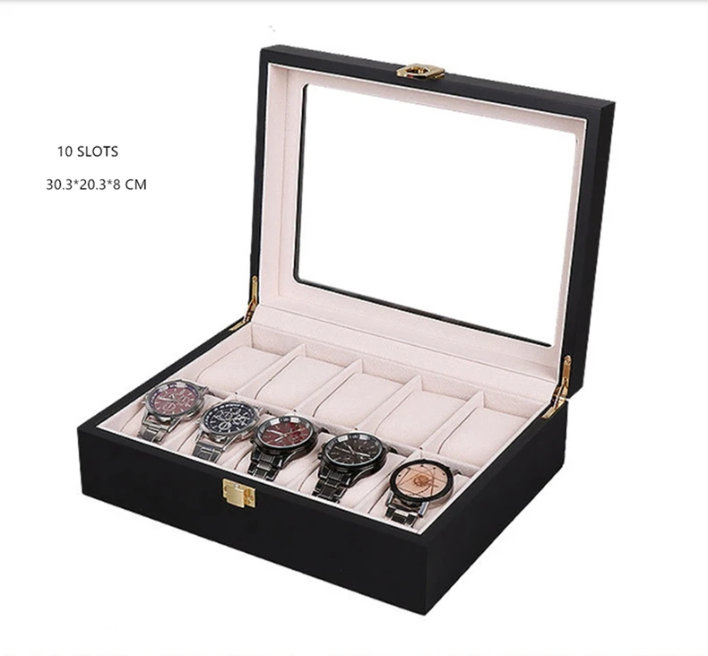 Europäischen Stil Uhr Boxen Fall 6/10/12 Slots Watch Lagerung Box Holz Uhr Veranstalter Mode Uhr Geschenk Box Männer Armbanduhr box – Detail 23