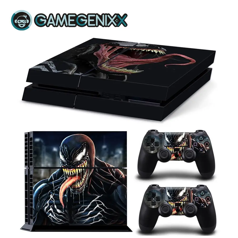 GAMEGENIXX Кожа Наклейка виниловая наклейка водонепроницаемый чехол для PS4 консоли и 2 контроллеров-Веном