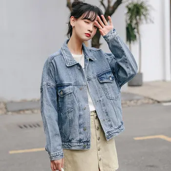 

Denim Jacket Female Tide Student BF Jacket Denim Clothing Korean Casual Loose 2020 New Autumn Clothing Women Outwear Tops Coats