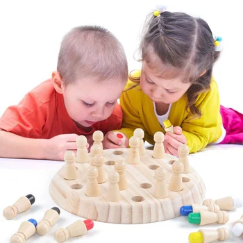 

Kids Party Game Wooden Memory Match Stick Chess Game Fun Block Board Game Educational Color Cognitive Ability Toy For Children
