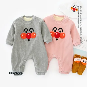 

WLG baby winter rompers toddler cartoon gray pink velvet thick romper boys girls warm casual clothes