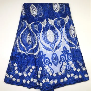 

African Lace Fabric 2019 Embroidered Nigerian Laces Fabric Bridal High Quality French Tulle Lace Fabric For Women VS-M1936 blue
