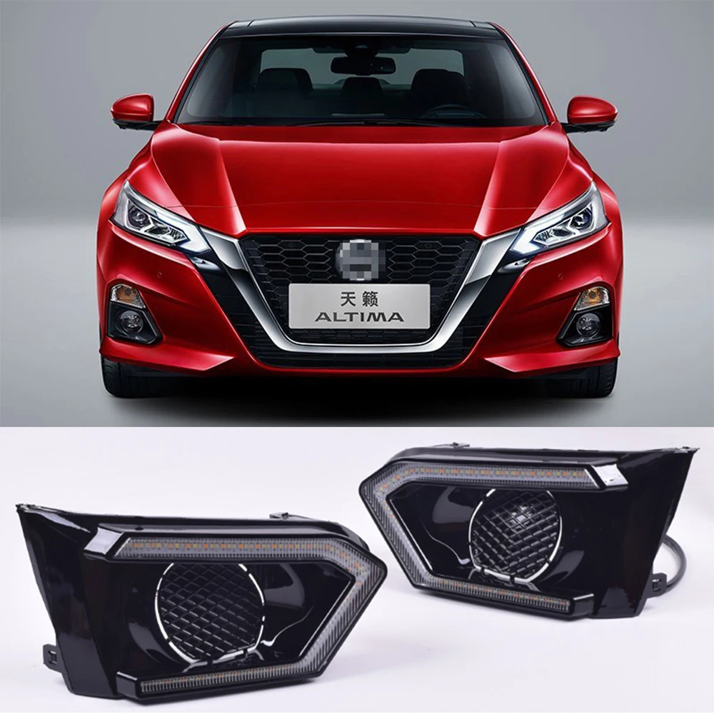 1 PAIR LED Daytime Running Light Waterproof Car 12V DRL fog Lamp with Turn Signal style Relay For Nissan Altima Teana 2019 | Автомобили и