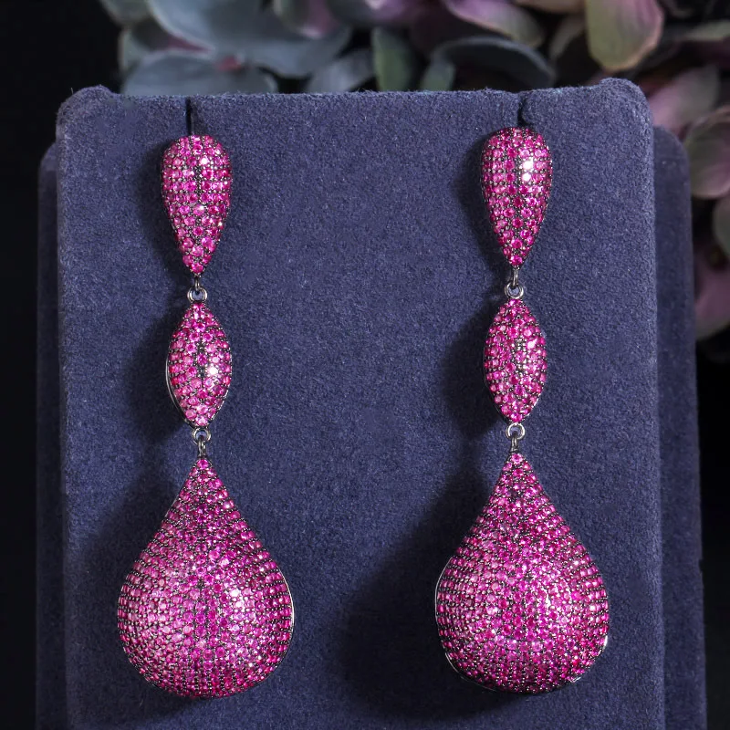 European And American Micro-Inlaid Zircon Irregular Long Earrings For Women