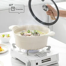 Micro Pressure Medical Stone Soup Pot Domestic Gas Induction Cooker Universal Non-stick Stew Meat Soup Double Ear Stew Pot