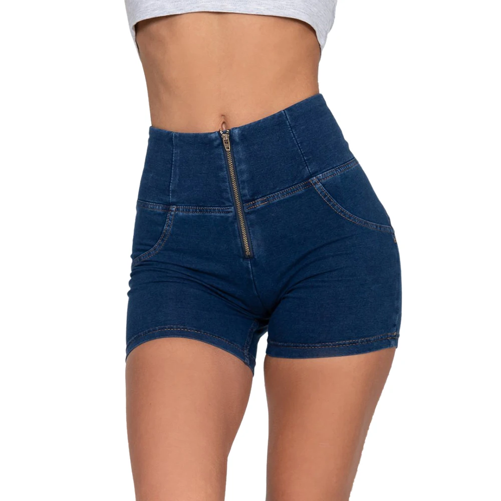 Melody 2020 Fashion Sexy Women High Waist Zipper Fly navy Jeans Shorts Stretchable Push Up Denim Dark Blue | Спорт и развлечения