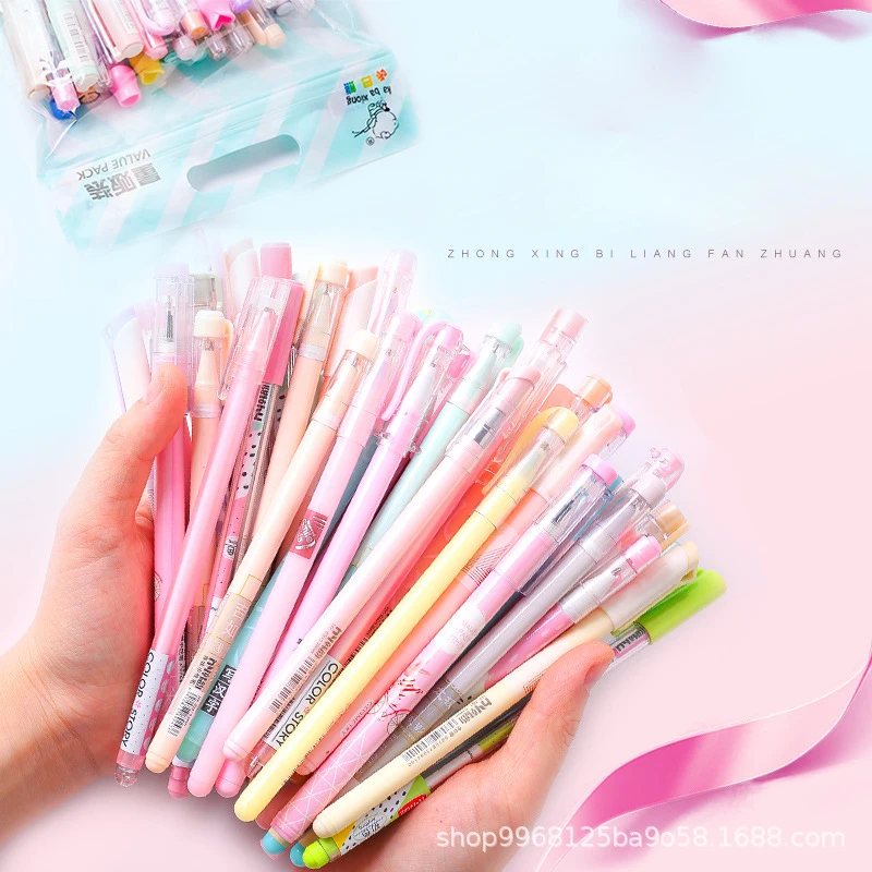 

JIA 30pcs/50Pcs 0.38/0.5mm Large Capacity Gel Pen Set journal pens black ink penCute Stationary School Supplies