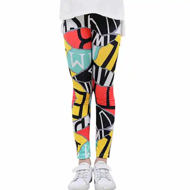 A4 WEIXINBUY/леггинсы для девочек; узкие брюки для девочек; Леггинсы с принтом для девочек; Одежда для маленьких девочек; детские цветные обтягивающие леггинсы с принтом - Цвет: A4