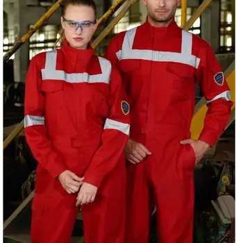 

Fire protection orange safety coverall with 3M reflective tapes