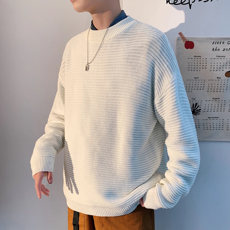2019 Winter Men's Round Neck Coats Thread Cashmere Knitting 8 Color Woolen Sweaters Casual Brand Male Pullover Plus Size M-2XL | Мужская