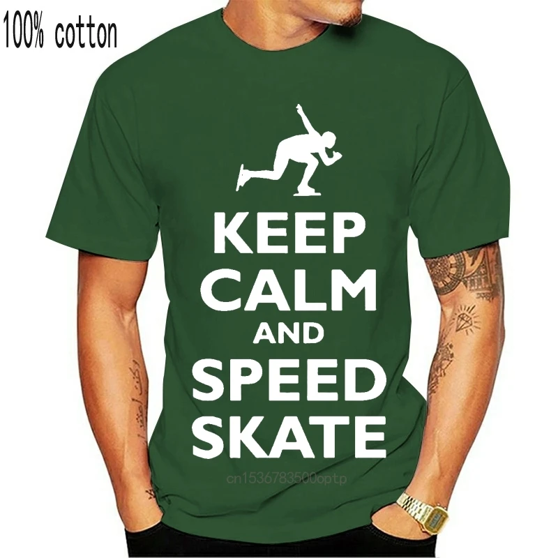 Keep Calm and Speed Skate - Mens T-Shirt Ice Skating 10 Colours Mans Unique Cotton Short Sleeves O-Neck T Shirt Black Style | Женская