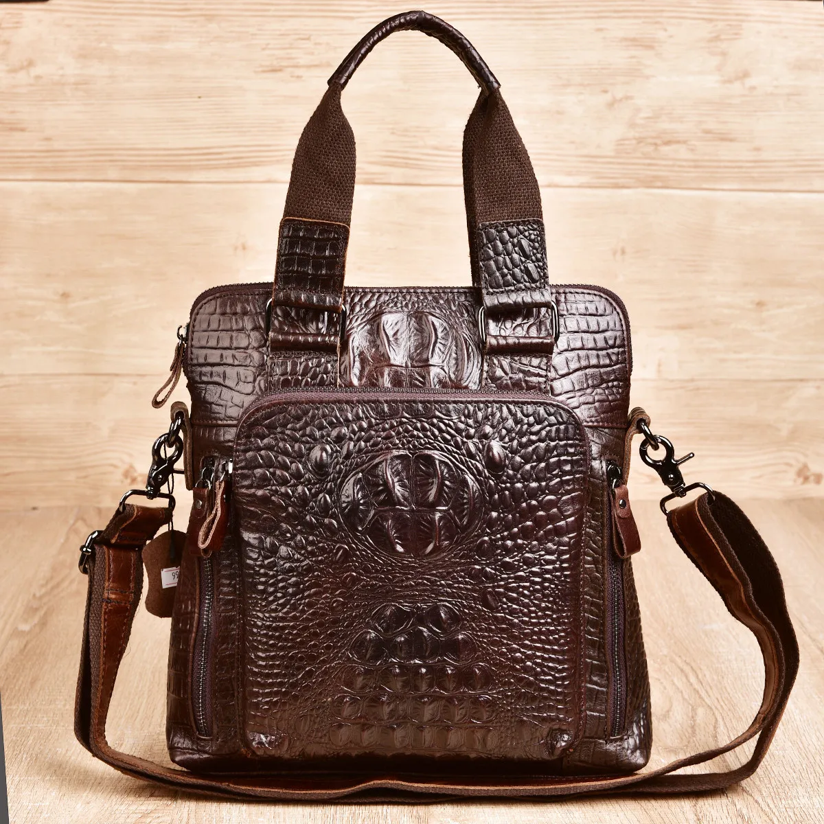 

New Top Layer Cowhide Men's Handbag Crocodile Pattern Genuine Leather Retro Shoulder Crossbody Bag Cow Leather Business Men Bag