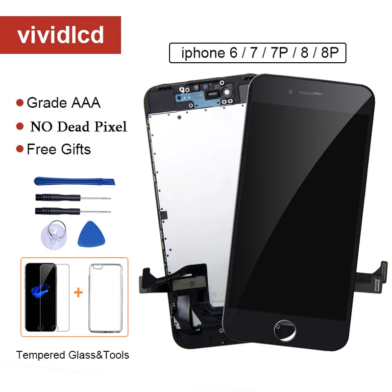 

Great AAA LCD Screen For iPhone 7 8 Plus Display Digitizer full Assembly For iPhone Display with Front Camera Ear speaker