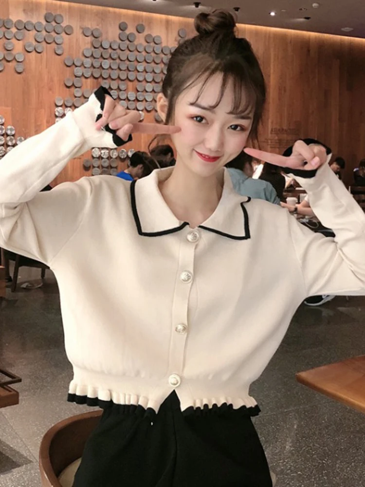 Новая Осенняя Женская Корейская школьная форма для колледжа, Однотонная рубашка на пуговицах, Студенческая длинная рубашка, кардиганы для