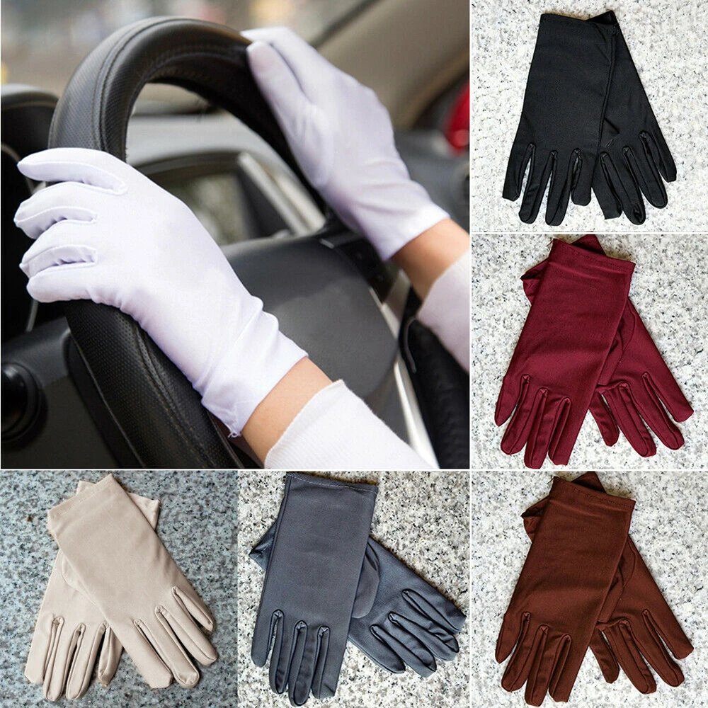 

KLV Summer Women Sun UV Protection Outdoor Solid Color Cotton Driving Gloves Gift Female Elegant Sunscreen Gloves
