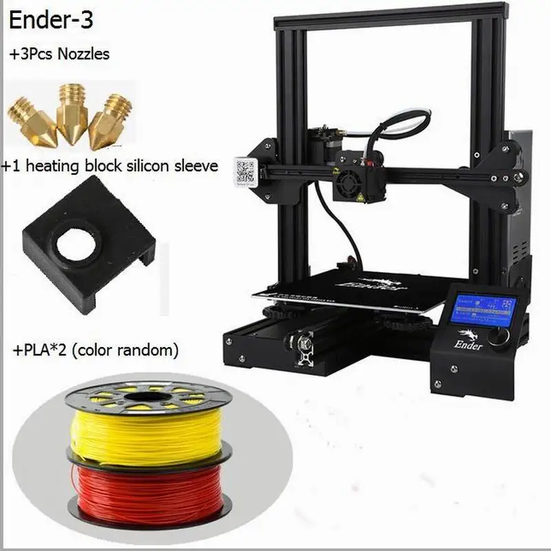 Цена CREALITY 3D принтер Ender 3 Ender 3X Ender 3PRO подарочные насадки + нагревательный блок силиконовый рукав + PLA