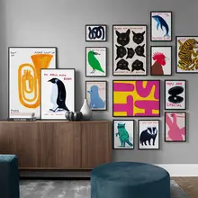 

David Shrigley Penguin Tiger Whale shell cat Wall Art Prints Canvas Painting Nordic Poster Wall Pictures For Living Room Decor