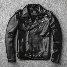 Классическая Perfecto куртка мотоциклетные кожаные куртки для мужчин Новая Зеландия овчины мужские черные Натуральная кожаные пальто тонкий 24 ''-27'' в Длина