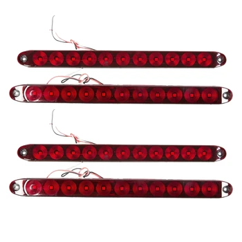 

4Pcs 15inch Red LED Stop Brake Turn Tail Light Bar Truck Trailer RV Car Waterproof