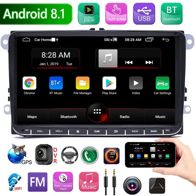 

Double 2 DIN 9 inch Android 8.1 Car Stereo Bluetooth WiFi FM Radio Receiver GPS Navigation Head Unit for Car Accessories