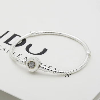 

golden rim with zircon snake chain silver plated chain for charms beads women bracelet DIY jewelry