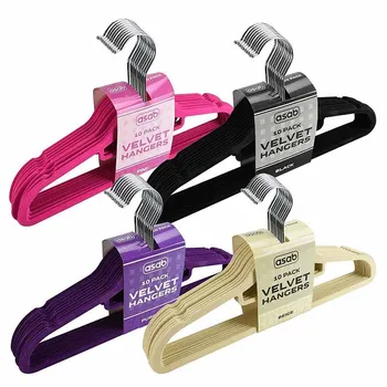 

10pcs New Multifunctional Flocking Hanger Non-slip Plastic Flocking Velvet Coat Closet Organizer Hangering Seamless Drying Rack