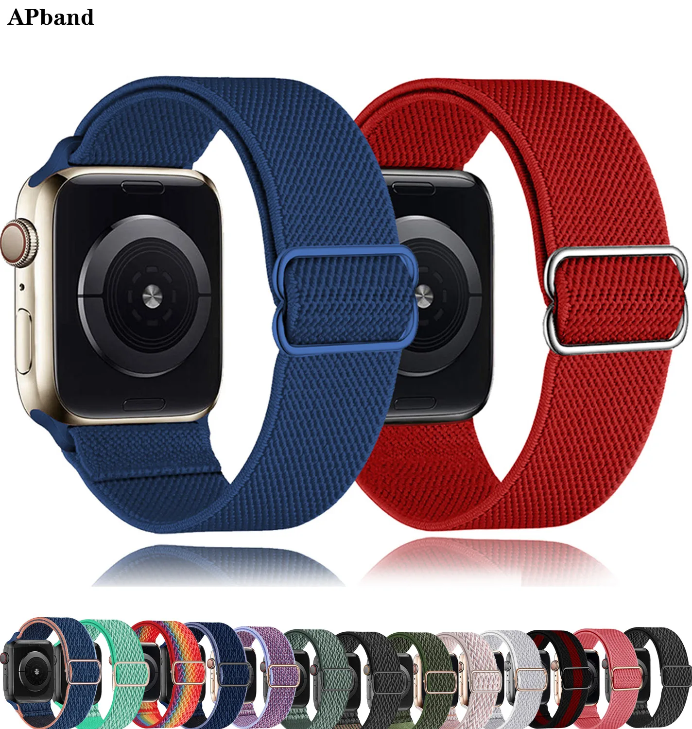 Correa Scrunchie para Apple watch, banda de nailon elástico ajustable de 44mm, 40mm, 38mm y 42mm, serie iWatch 3, 4, 5, 6 se