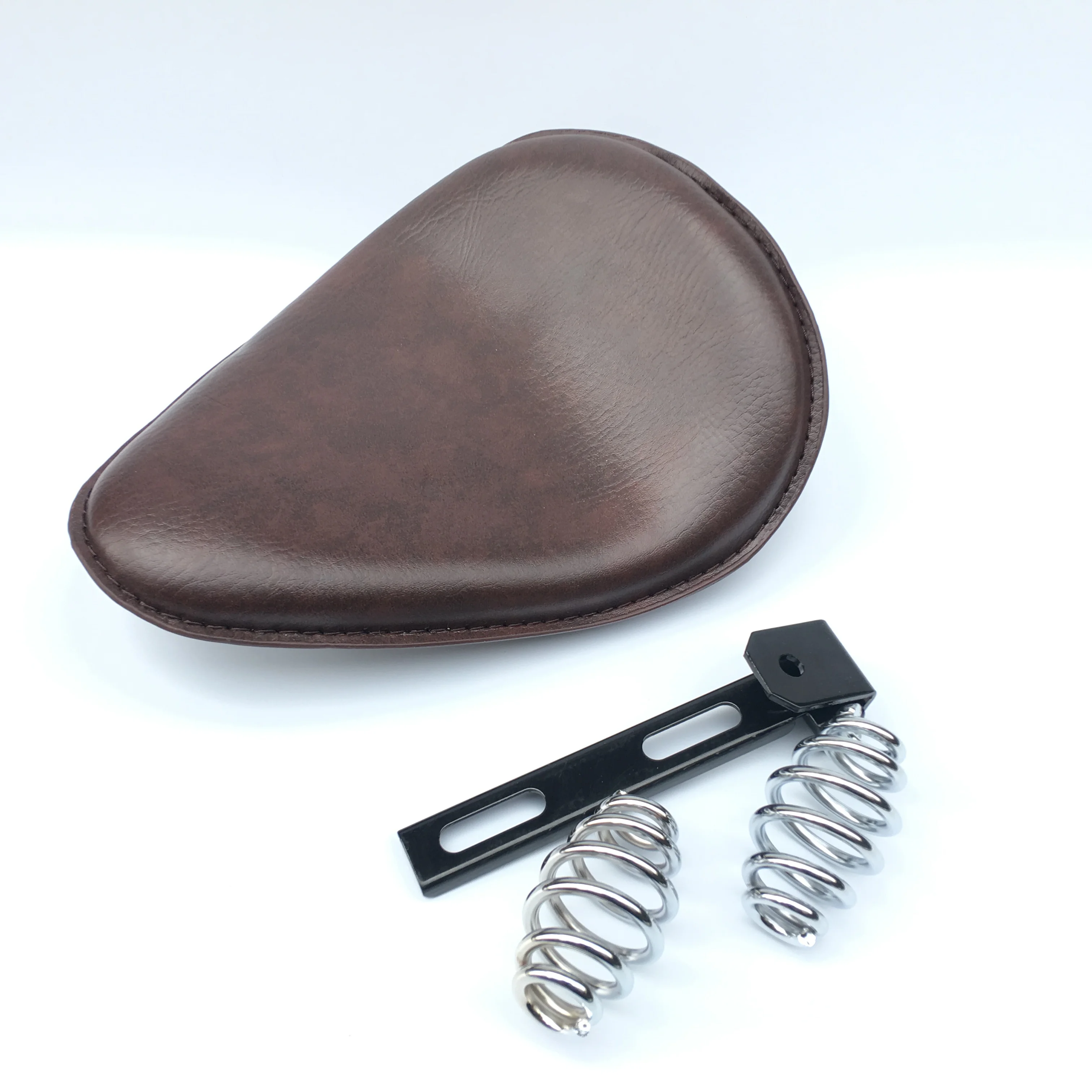 

For Harley For Honda For Yamaha For Kawasaki Bobber Chopper Motorcycle Brown Leather Spring Solo Driver Seat Cushion