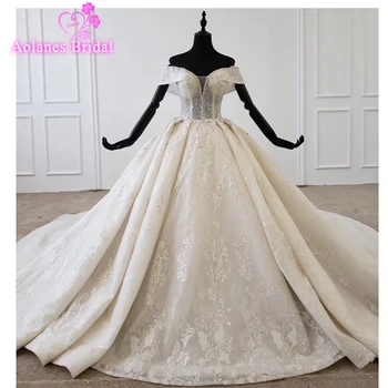 شراءدبي الفاخرة العربية قبالة الكتف زين الدانتيل فستان الزفاف 2020 صور حقيقية فستان زفاف Vestido De Noiva فستان الزفاف