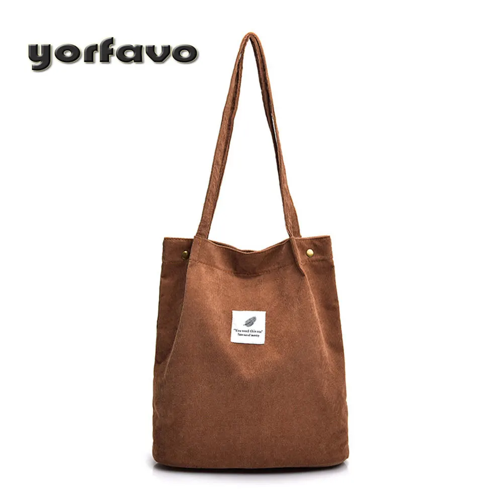 

2019 Casual Women corduroy package handbag bag retro Messenger Mori style Large Capacity Tote Canvas shoulder Shopping Bags