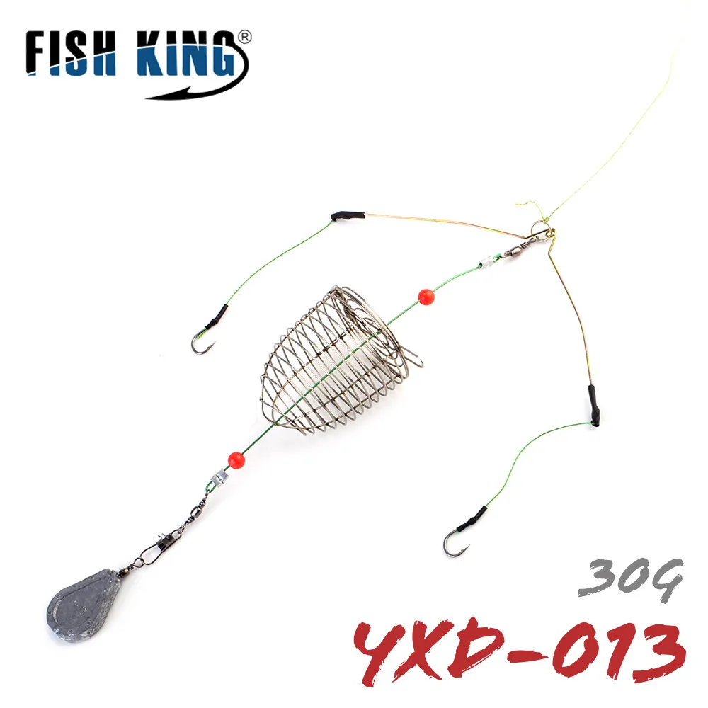 

FISH KING 30g Metal Stainless Steel Bait Cage Feeder Fishing Group Lead Sinker Hair Rigs Carp Fishing With Line Hooks For Tackle