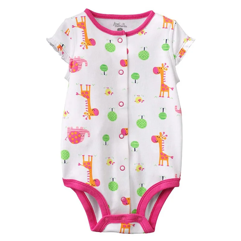 

2018 Summer New Style Europe And America Pure Colored Cotton Infants Baby Girls Short Sleeve Onesie Sheath Romper Triangle Crawl