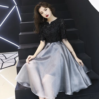 

Sequin mesh gown black evening dress skirt slim and dignified atmosphere fashion ladies gathering Daily Party long slim dress