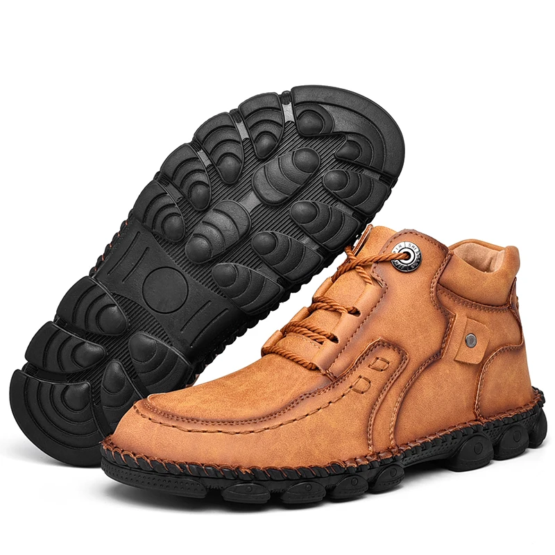 Brand Mens Boots Waterproof Leather Mens Leather Boots Comfortable Mens Winter Boots Classic Mens Shoes Zapatos De Hombre