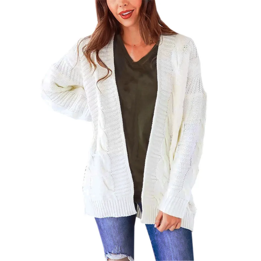 

Women Jackets Winter Coat Jacket Long Sleeve Knitwear White Feminine Coat Open Front Cardigan Sweaters Casual Outerwear