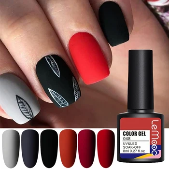 

LEMOOC Black Red Classic Line Matte Colors Nail Polish UV Gel Varnish 8ML LED Gel For DIY Manicures Need Matte Top Coat