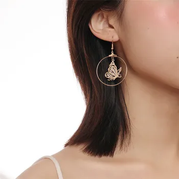

Luokey Fashion Small Butterfly Hoop Earrings For Women Luxury Wedding Statement Jewellery Vintage Dainty Gold Earrings Wholesale