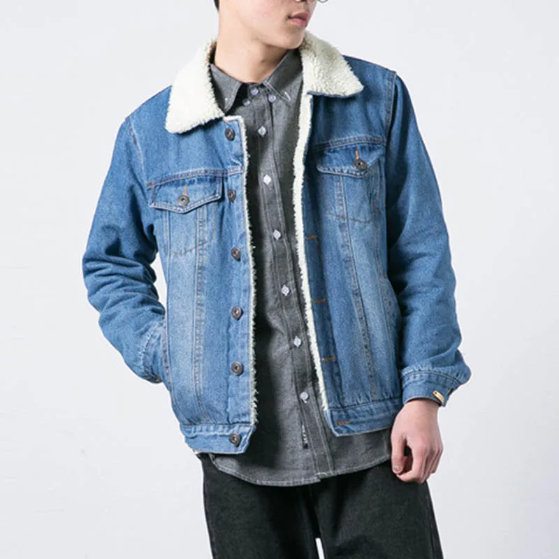 Men Wool Lined Denim Jeans Jackets Outwear With Fur Collar Warm Thicker Denim Jackets Coat For Male Windbreak Size S-4XL (7)