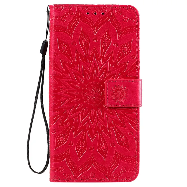 Чехол-бумажник из тисненой кожи с изображением подсолнуха для samsung Galaxy J1, J2, J3, J4, J5,, J7 Prime, откидной Чехол с отделением для карт - Цвет: Red