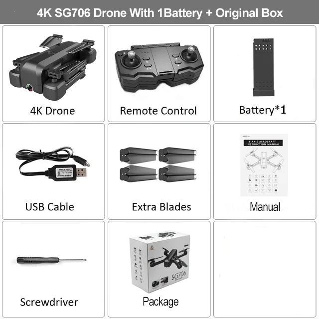 SG706 дрона с дистанционным управлением для контроля уровня сахара в крови с 50 раз зум Wi-Fi FPV 4 K/1080 P двойная Камера оптического потока Квадрокоптер с дистанционным управлением складной Профессиональный Дрон VS Xs816 - Цвет: SG706 4K 1B BX