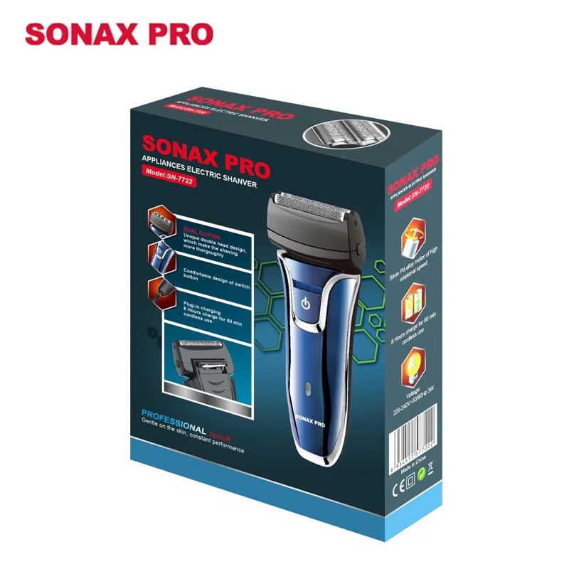 SONAX PRO Electric shaver reciprocating double mesh razor men's charging beard knife