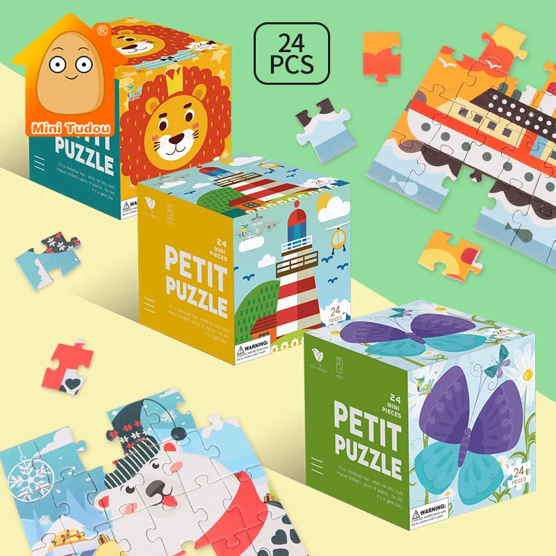 

Kids Paper Jigsaw Puzzles Toy Cartoon Animals Style Set Montessori Brain Training Games Early Educational Toys For Children Gift