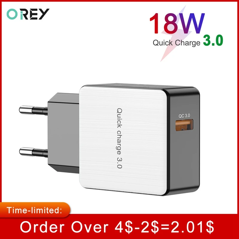 

OREY 18W Fast Charger QC 3.0 USB Charger For iPhone X Quick Charge 3.0 Phone Charger Adapter For Xiaomi Mi 9