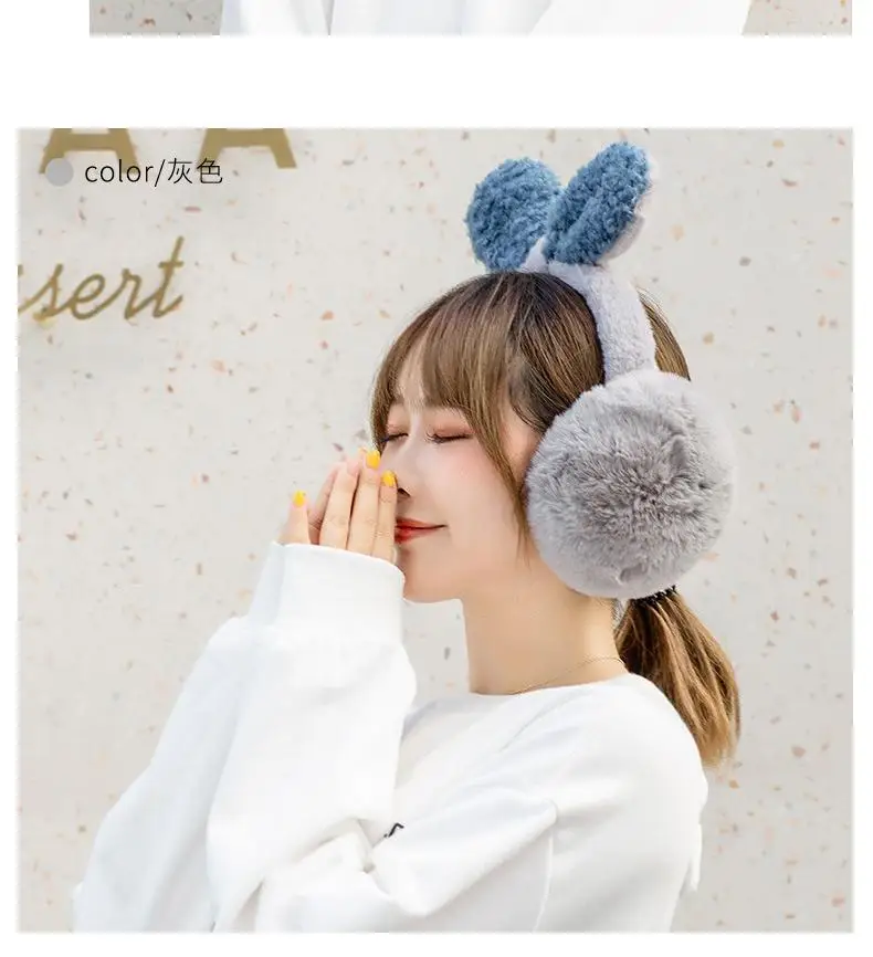 Swyss Winter Cute Rabbit/Cat Kitten Ear Warmer Earmuffs Faux Fur Plush Foldable Ear Cover For Girls Women 